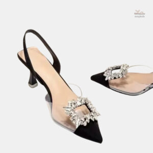 Sandales Transparentes à Talons avec Cristal