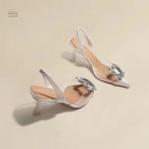 Sandales Transparentes, Design Chic avec Détails en Cristal