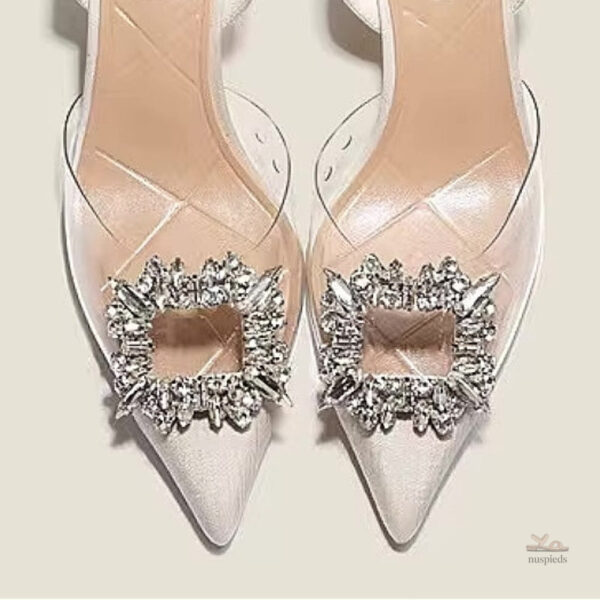 Talons Transparente, Sandales Féminines avec Éléments Brillants