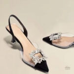 Sandales à Talons, Style Unique avec Finition Transparente