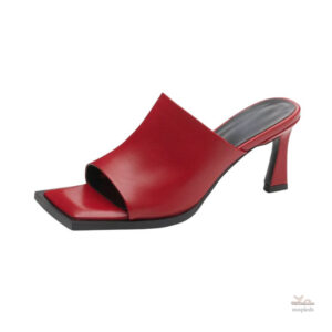Sandales à Bout Ouvert en Cuir de Luxe