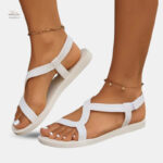 Sandales de plage confortables en cuir pour femme