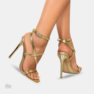 Sandales dorées à talons hauts pour femme