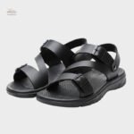 Sandales cuir confortables pour homme, semelle souple