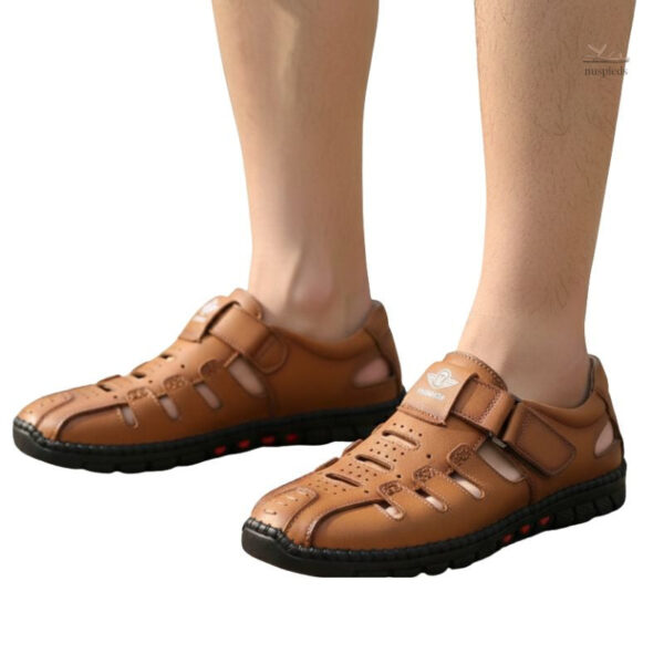 Sandales en cuir pour homme, semelle antidérapante