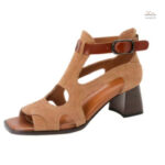 Sandales Femme en Cuir, design à bout ouvert