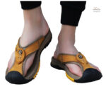 Sandales en cuir avec semelle antidérapante