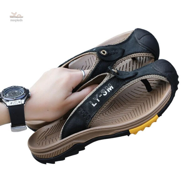 Sandales cuir véritable avec design moderne