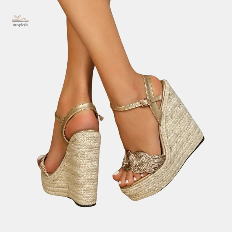 Sandales Espadrilles Compensées à Talon Haut