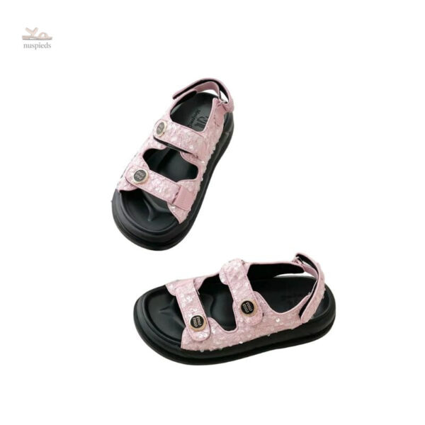 Sandales femme en cuir véritable avec détail scintillant