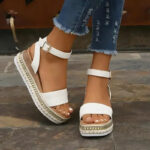 Sandales tendance femme, plateforme blanche élégante