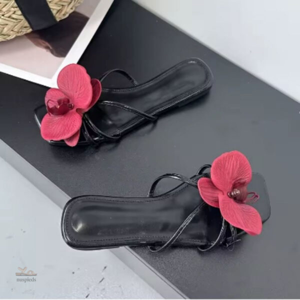 Sandales Plates Femme avec Décor Floral Estival