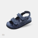 Sandales romaines bleu avec scratch pour femme