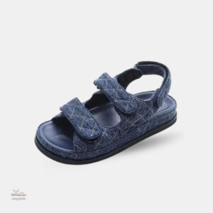 Sandales romaines bleu avec scratch pour femme
