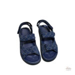 Sandales à scratch pour femme, design romain en bleu