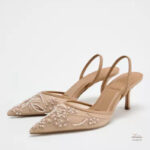 Sandales à Talons en Maille Brodée
